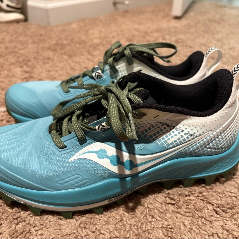 Saucony Teal and Olive Trail Shoes